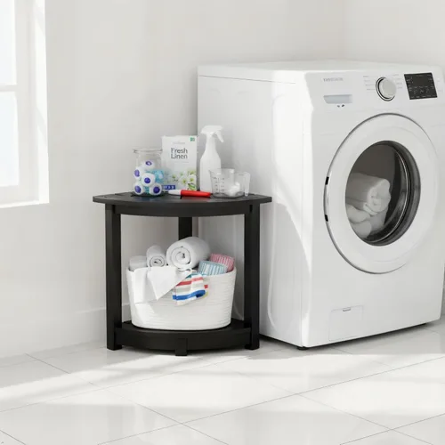 Miniatura 6 de VICTORY RELAX Estante esquinero de madera de acacia para ducha interior, banco de ducha impermeable y reposapiés para afeitarse las piernas, asiento