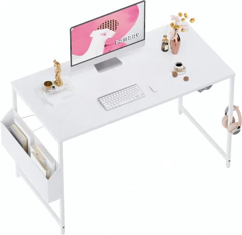 Miniatura 15 de Pamray Escritorio de computadora de 23 pulgadas para espacios pequeños, escritorio de trabajo de oficina en casa con gancho para auriculares