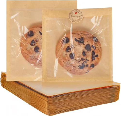 Miniatura 9 de SUREHOME Bolsas para galletas con sellado, 100 unidades, 4 x 4 pulgadas, bolsas de celofán autoadhesivas transparentes para embalaje de galletas