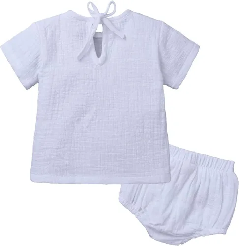 Miniatura 2 de MYGBCPJS Conjunto de 2 piezas de camiseta + pantalones cortos de algodón para bebés y niñas