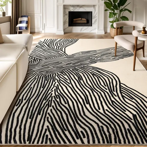 Miniatura 7 de YIHOUSE Alfombra de leopardo para sala de estar, bonita alfombra con estampado de guepardo blanco y negro, moderna, lavable, alfombras con estampado