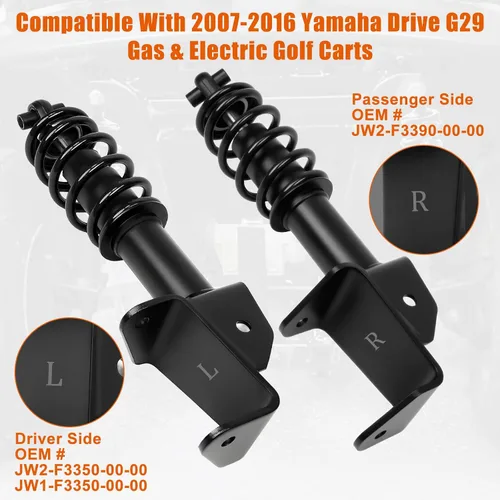 Miniatura 2 de Juego de amortiguadores delanteros Yamaha para carritos de golf Yamaha G29 Drive 2007-2016 para lado del pasajero y del conductor OEM Negro