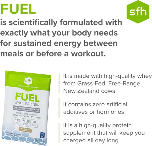 Miniatura 4 de SFH Proteína de suero de leche de combustible en polvo de gran sabor de suero alimentado con pasto MCT y fibra para energía Todo natural Sin