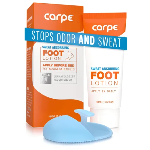 Carpe Loción para pies absorbente de sudor con aplicador, una solución recomendada por dermatólogos para detener los pies sudorosos y malolientes,