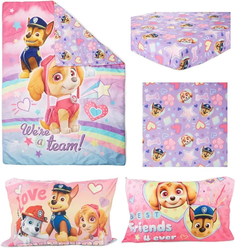 Miniatura 2 de Paw Patrol Skye We're A Team - Juego de ropa de cama infantil de 4 piezas, incluye edredón, juego de sábanas, sábana bajera, sábana superior, funda