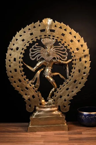 Miniatura 4 de SHIVAJIARTS Dancing Shiva Nataraja Estatua grande, estatua de Shiva Natraj bailarín, escultura de latón de 22.0 in, escultura de señor Shiva