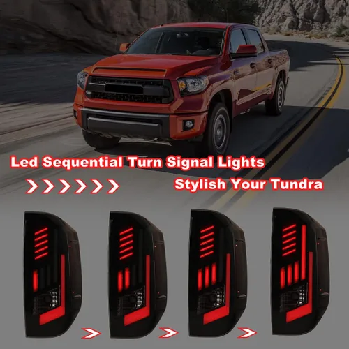 Miniatura 3 de ROXX Conjunto de luces traseras LED para Toyota Tundra 2014-2021, luces traseras con señales de giro secuenciales LED, luces LED DRL/freno, par