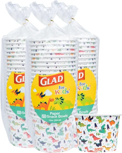 Miniatura 7 de Suministros de fiesta de dinosaurio Glad para niños - Cuencos de aperitivos desechables de papel resistentes con tapas, perfectos para fiestas