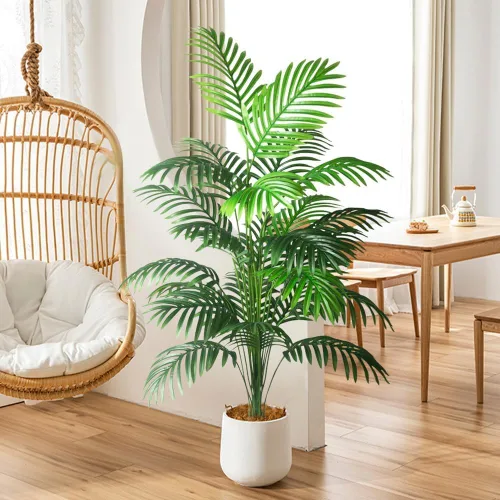 Miniatura 5 de 2 plantas artificiales grandes de 4 pies, palmeras artificiales falsas, hojas de palmera tropicales, plantas de palmera falsas, árbol alto