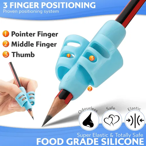 Miniatura 3 de Stylo Paquete de 6 empuñaduras para lápices para escritura a mano de niños, pinzas ergonómicas para lápices para niños de 2 a 5 años, preescolar