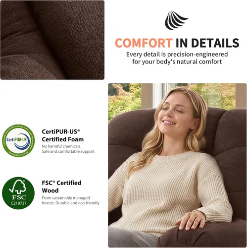 Miniatura 7 de EONIX Mordern - Silla reclinable mecedora de masaje, reclinable mecedora eléctrica de doble motor para espacios pequeños, silla reclinable Lazy Boy