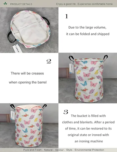 Miniatura 4 de Cesta de lavandería redonda impermeable, cesta de almacenamiento plegable, cestas de lavandería con asa, cesta de regalo, adecuada para habitación