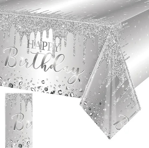 Miniatura 10 de Pajean Mantel de plástico con lentejuelas de diamantes con brillantina para fiesta de niña y niña, mantel de plástico con lentejuelas para niñas