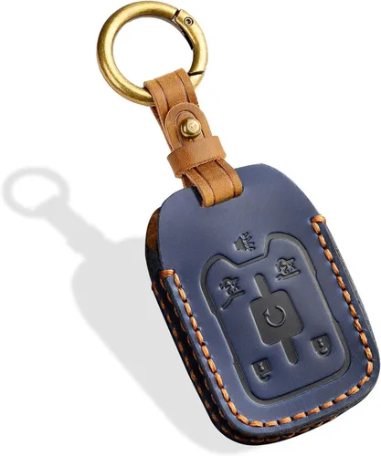 Miniatura 9 de Funda de llave de cuero de 6 botones, compatible con GMC Yukon Chevy Suburban Tahoe 2015-2020 etc, diseño sin tornillos estilo retro protector