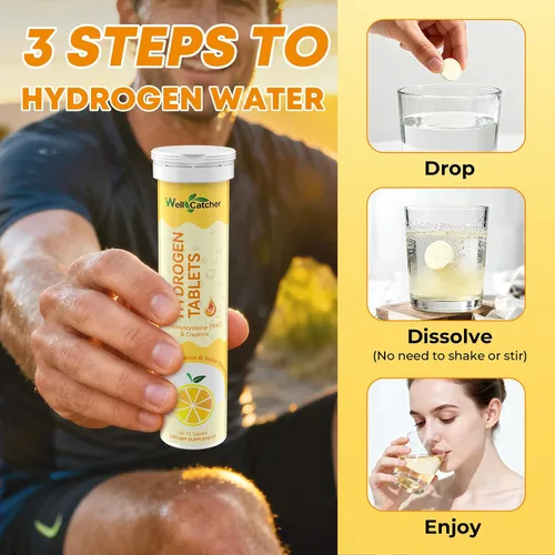 Miniatura 6 de Tabletas de hidrógeno para agua potable: Tabletas de hidrógeno molecular 12.4PPM con magnesio NAC Creatina Apoya antioxidantes Recuperación de salud