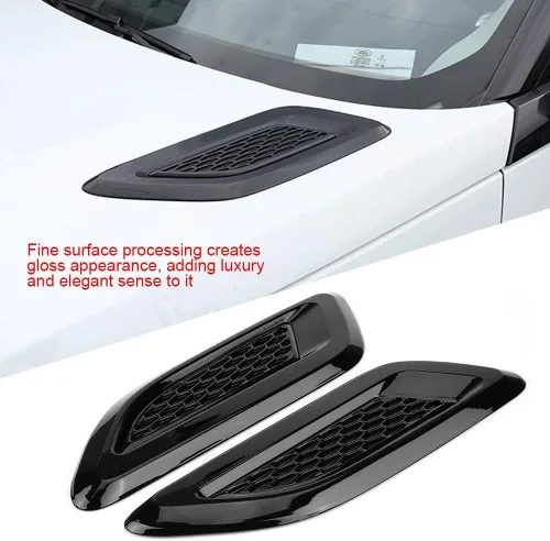 Miniatura 3 de Ventiladores de ventilación para capó de automóvil, 2 piezas de cubierta de ala de aire para automóvil, cubierta exterior decorativa, capó de Negro