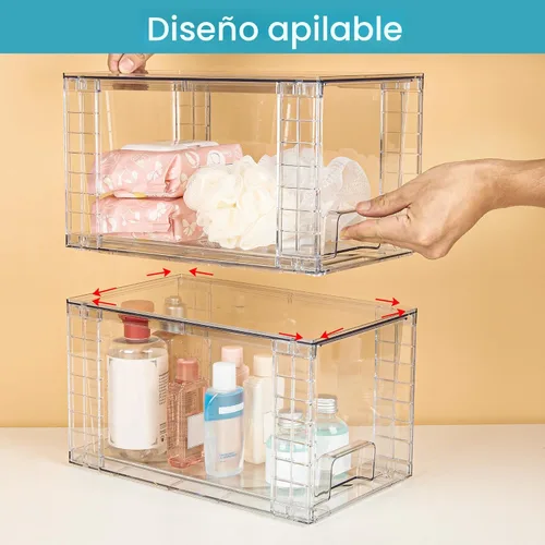 Miniatura 8 de Vtopmart Paquete de 4 cajones grandes apilables de almacenamiento, fácil de montar, organizadores de acrílico para debajo del fregadero del baño