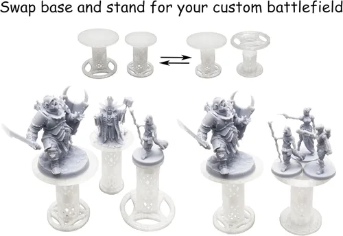 Miniatura 4 de Elevadores de combate para miniaturas voladoras, soportes de vuelo Terreno DND TRPG, plataformas elevadas, 8 niveles ajustables con 3 soportes