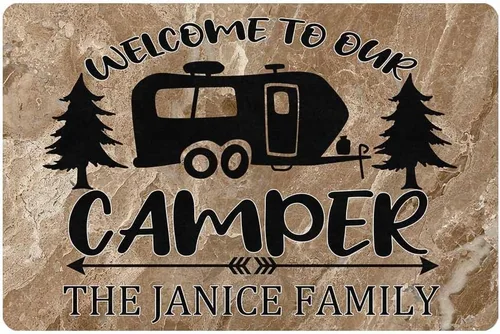Miniatura 15 de Alfombras de camping con nombre personalizado, bienvenido a nuestra caravana, alfombrillas para exteriores, antideslizantes, coloridas, alfombra