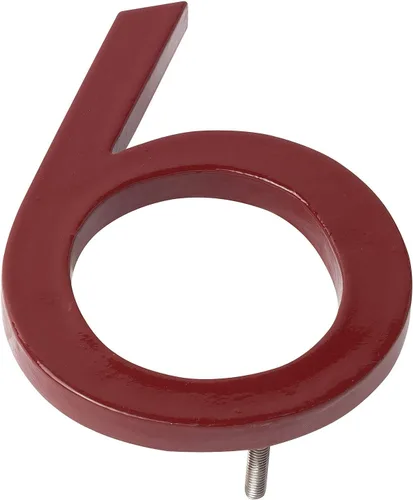 Miniatura 8 de Montague Metal Products MHN-06-F-BR1-2 Números flotantes modernos de aluminio cepillado sólido, 6 pulgadas, ladrillo rojo con recubrimiento en polvo