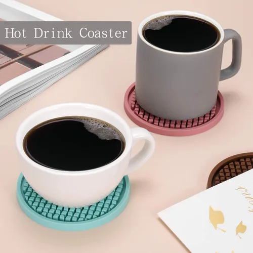 Miniatura 5 de ME.FAN Posavasos de silicona [paquete de 6] posavasos gruesos con soporte, tapete para tazas, antideslizante, antiadherente, se mantiene en su