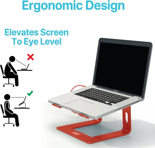 Miniatura 3 de BLACK+DECKER Soporte ergonómico para laptop para escritorio, soporte ergonómico para computadora portátil, compatible con MacBook Notebook, soporte
