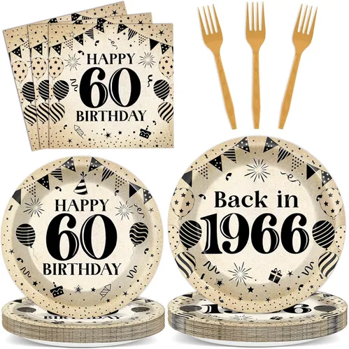 Miniatura 76 de Juego de 96 piezas de platos de papel, servilletas y tenedores para fiesta de cumpleaños número 16 para fiesta negra de dulces 16 años, platos