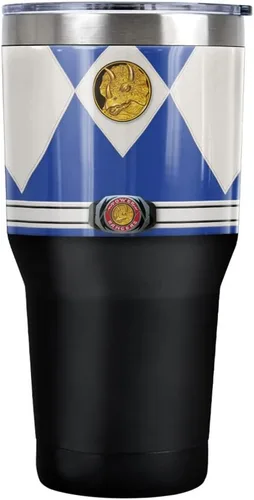 Miniatura 7 de Power Rangers Green Ranger Belt - Vaso de acero inoxidable de 30 onzas, taza de viaje para café, aislamiento al vacío y doble pared con tapa RANGER