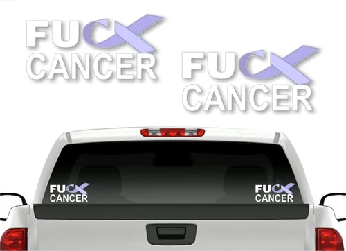 Miniatura 2 de FU Cancer - Calcomanía de vinilo para vehículos con leiomiosarcoma pancreático testicular de FCK All Cancer (cinta púrpura)