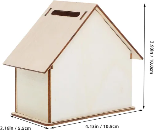 Miniatura 2 de Kisangel 5 alcancías de madera sin terminar, caja de ahorro de casa pintable con tapón de goma inferior, juguetes educativos de manualidades