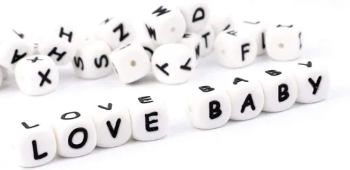 Miniatura 2 de Alfabeto de silicona con 26 cuentas de letras de 0.472 in, 100 cuentas de silicona para collar y pulsera de bricolaje