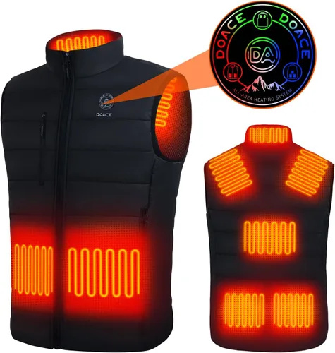 DOACE Chaleco térmico mejorado para hombres y mujeres, chaleco de calefacción eléctrica inteligente, chaqueta térmica ligera (batería no incluida)