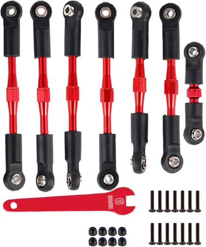 Tensores ajustables para 1/10 Slash/Rustler/Stampede/Bandit VXL 4WD, tensores ajustables Camber Links Toe Link, 7 unidades, rojo Rojo/7 piezas