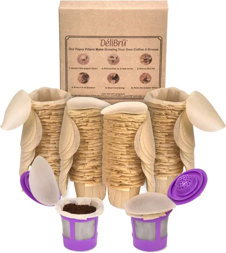 Miniatura 8 de Delibru K Cup - Filtros de papel desechables, paquete de 100 unidades, se adaptan a todas las cápsulas de café reutilizables, filtros de café