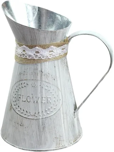Healifty Cubo de flores de hierro vintage Shabby Chic de 6.3 pulgadas, jarra de flores decorativa para el hogar, soporte para plantas, jarrón de