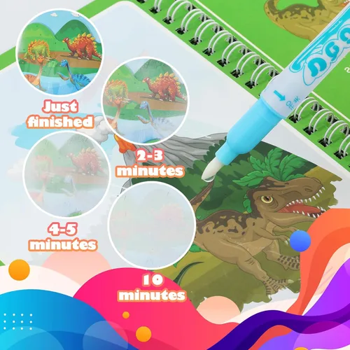 Miniatura 4 de Paquete de 5 libros de colorear de agua reutilizables para niños pequeños, juguetes de libros de garabatos de agua, pintura con libros de agua