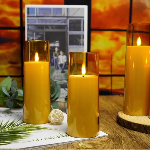 Miniatura 6 de kakoya Velas parpadeantes sin llama que funcionan con pilas con control remoto y temporizador de 2/4/6/8 horas, velas LED de acrílico, paquete de 9
