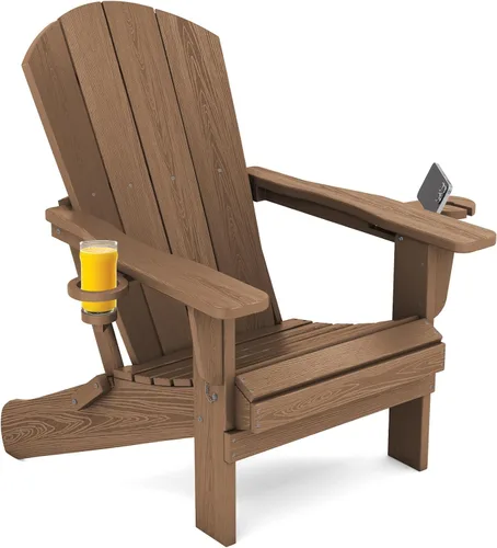 Miniatura 17 de SERWALL Silla Adirondack con portavasos – Juego de 2 sillas Adirondack compuestas para exteriores de polietileno de alta densidad para todo