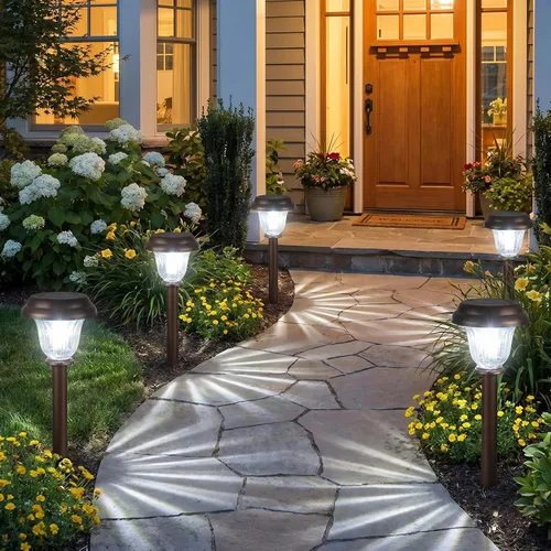 Miniatura 8 de DERAYSION Solar Lights Outdoor, 6 Pack Brushed Stainless Steel Glass Solar Pathway Lights, Auto On/Off Long-Lasting Outdoor Solar Lights for Garden