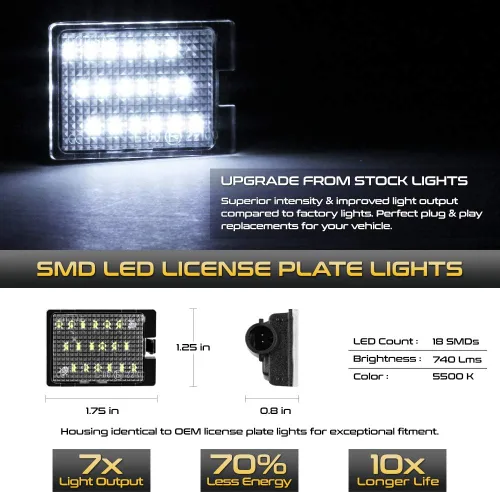 Miniatura 2 de VIPMOTOZ Luz LED completa para placa de matrícula 2014-2022 compatible con Dodge Durango, 6000 K blanco diamante, juego de 2 piezas de repuesto
