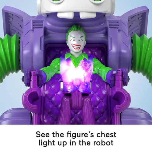 Miniatura 4 de DC Super Friends Fisher-Price Imaginext El juguete de Robot de batalla de El Joker con figura articulable y luces para juego de simulación