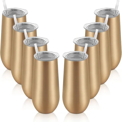 Miniatura 22 de Lifecapido Vasos de copa de champán sin tallo de 12 onzas, paquete de 12 vasos aislados de acero inoxidable para bodas, cumpleaños, Navidad (blanco)