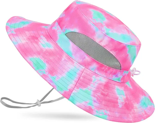 Miniatura 22 de Sombrero de sol para niñas de 2 a 8 años de malla con protección UV, sombrero de playa plegable para niñas de 2 a 8 años Azul