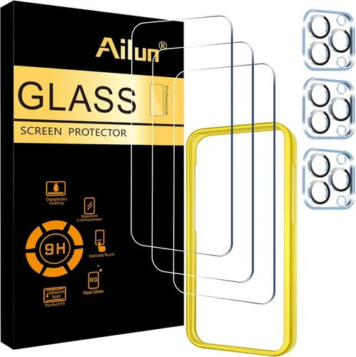 Miniatura 16 de Ailun Paquete de 3 protectores de pantalla para iPhone 17 Pro [6.3 pulgadas] + 3 protectores de lente de cámara con marco de instalación, protección