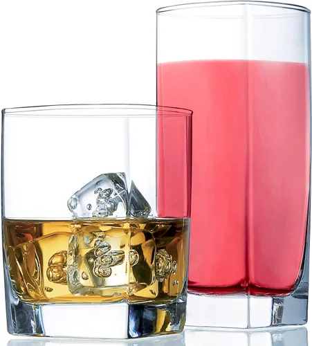 Juego de 8 Vasos para Beber de Uso Diario, Cristalería de Cocina para Cóctel, Café Helado, Cerveza, Té Helado, Vino, Whisky, Agua, 4 Vasos Altos
