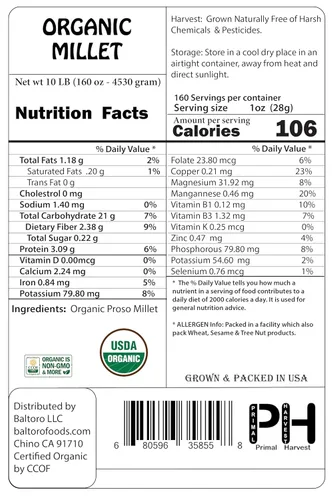Miniatura 2 de Mijo orgánico cultivado en Estados Unidos, semillas de grano entero sin OMG descascarillado sin gluten crudo a granel