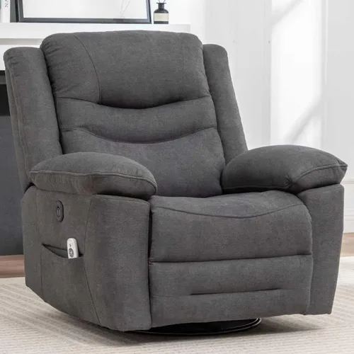 Miniatura 14 de Ketaiyou Sillón Reclinable Eléctrico Giratorio Basculante con Masaje y Calor, Puerto USB, Posición Infinita, Sillas Mecedoras Deslizantes Eléctricas