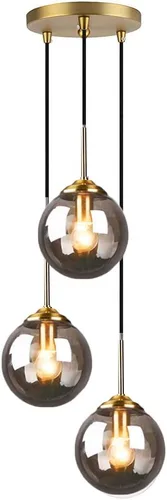 Miniatura 5 de H XD GLOBAL Lámpara colgante industrial retro de loft de 3 vías, lámpara de araña en racimo, accesorio de lámpara colgante de latón con pantalla