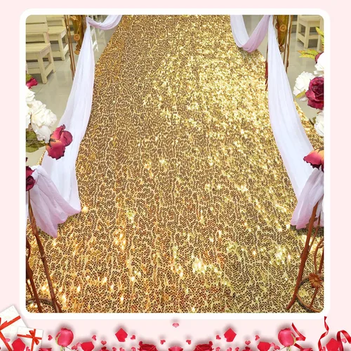 Miniatura 6 de Irenare Alfombra de pasillo para ceremonia de boda con purpurina de lentejuelas adecuada para decoración de fiestas de boda en interiores y Dorado