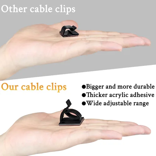 Miniatura 4 de SOULWIT 50 clips ajustables para organizar cables, organizadores adhesivos, clips de alambre adhesivos para TV, PC, Ethernet, debajo del escritorio